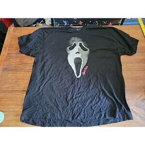 Ghost Face Scream Movie Graphic Print Black Short Sleeve T-shirt Mens 3XL